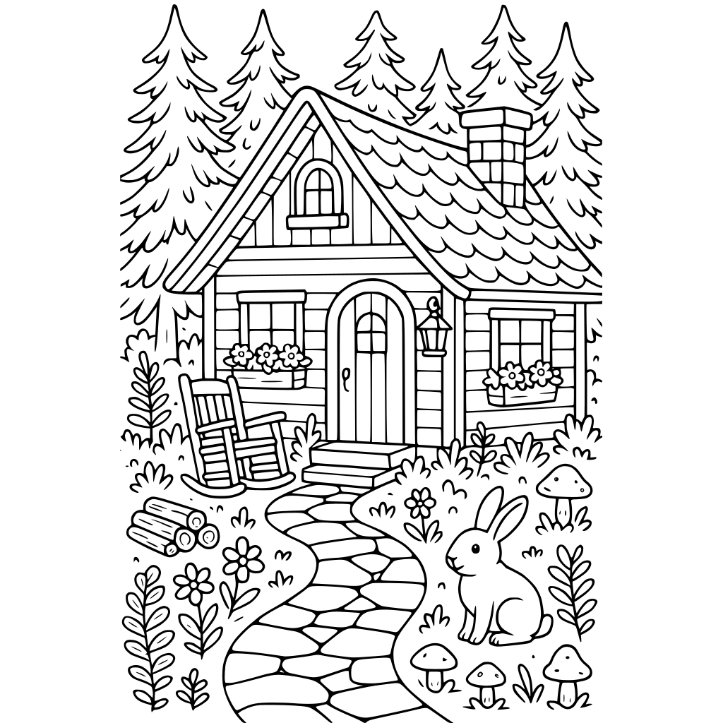 A charming little cottage deep in a peaceful woodland, surrounded by tall pine t
