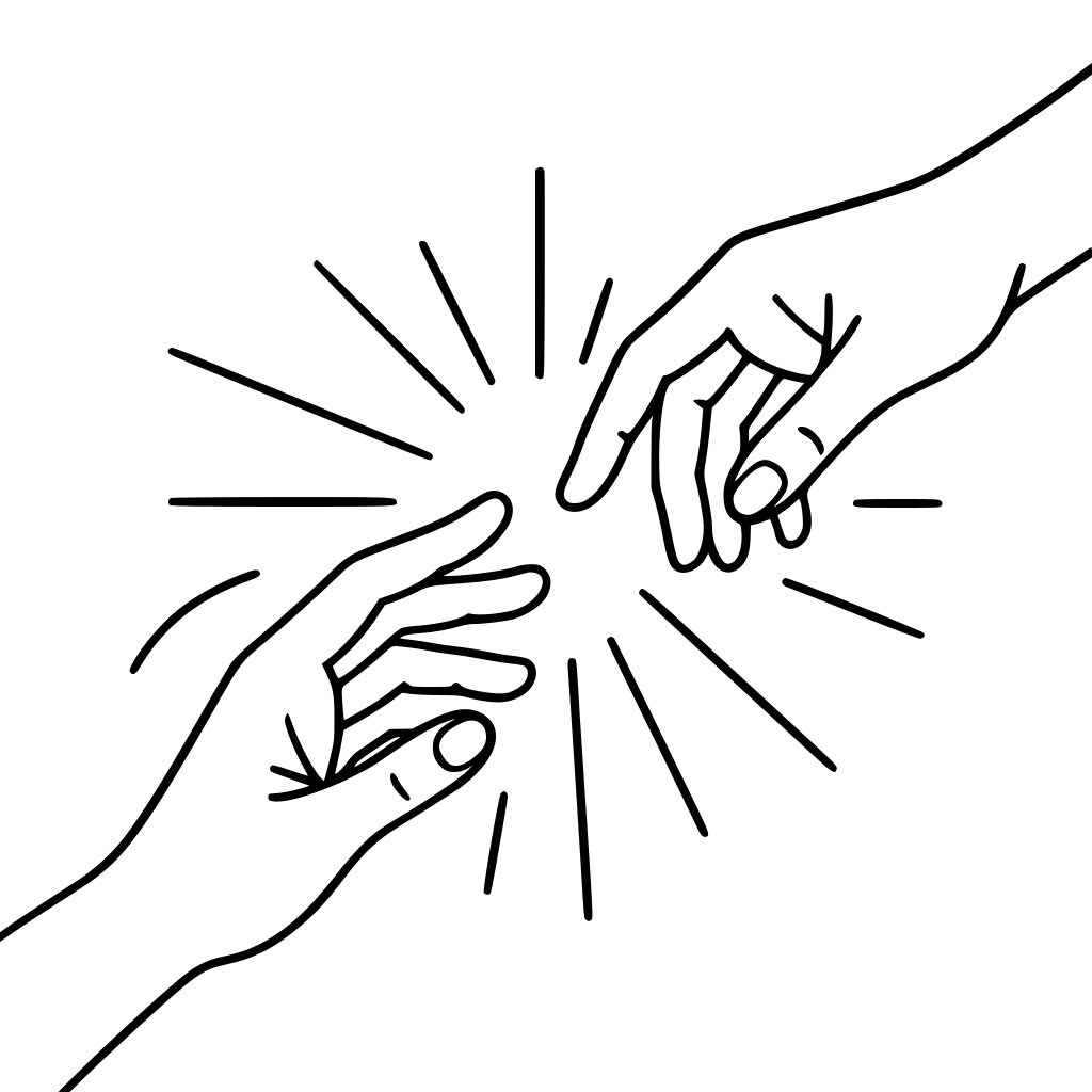 two hands reaching toward each other with soft light, minimalist black and white
