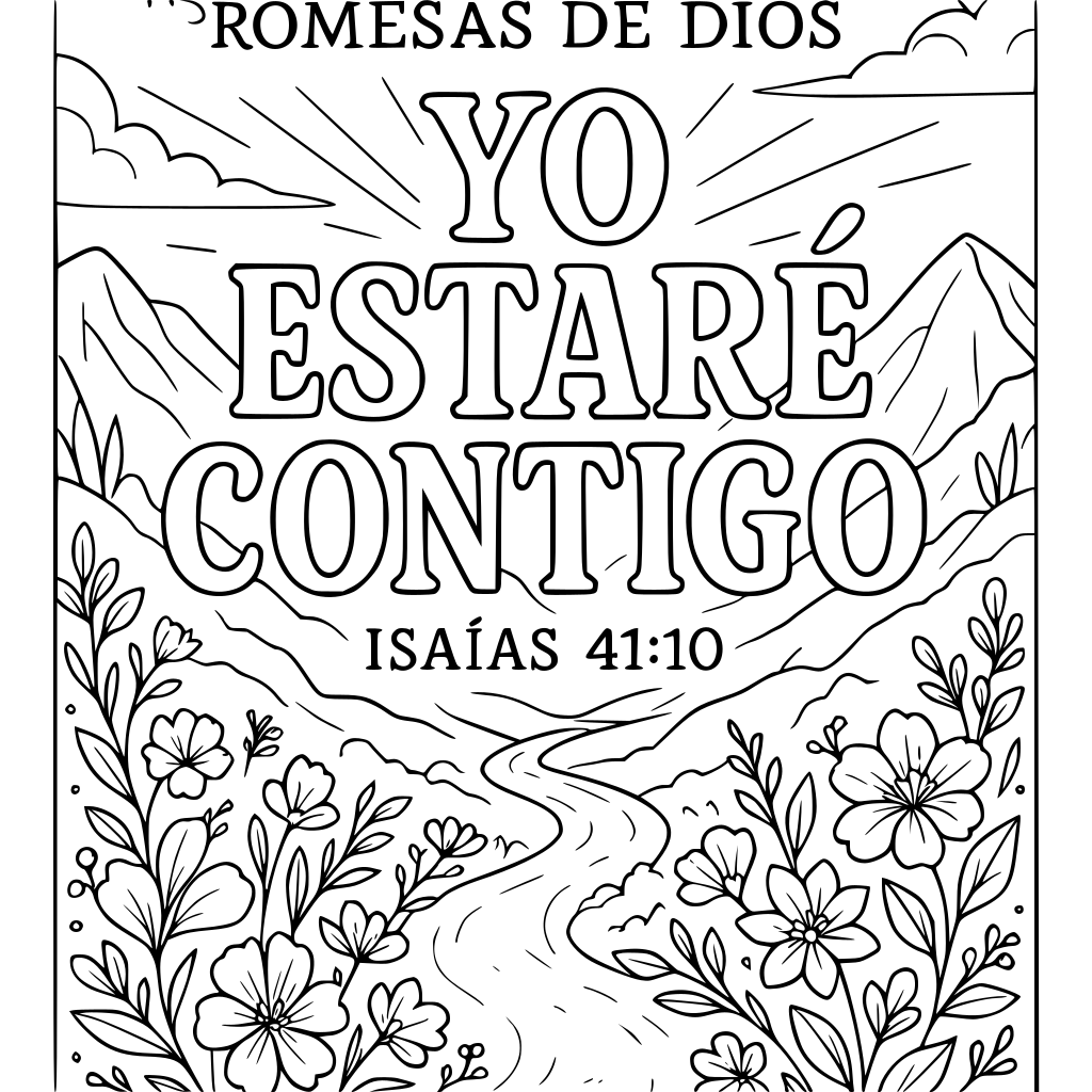 Create page 1 of an elegant Christian adult coloring book titled "PROMESAS DE DI