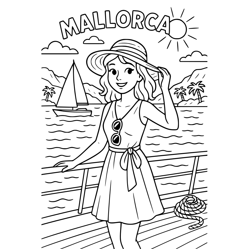 A girl on vacation on a yatch in Mallorca ,