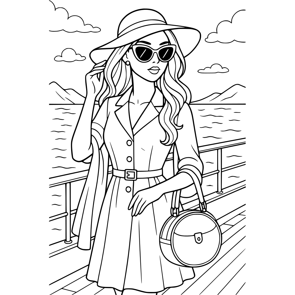 A chic girl on vacation on a yatch with a classy outfit