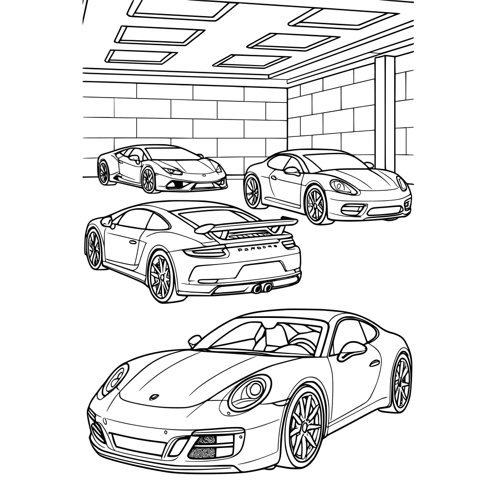 A collection of high-performance sports cars in a dream garage