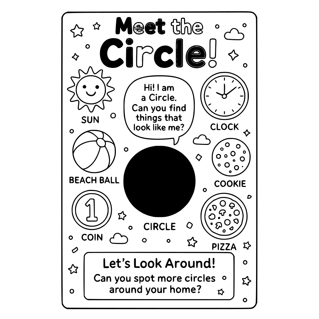 Create a premium preschool educational workbook page for children aged 2–4 years