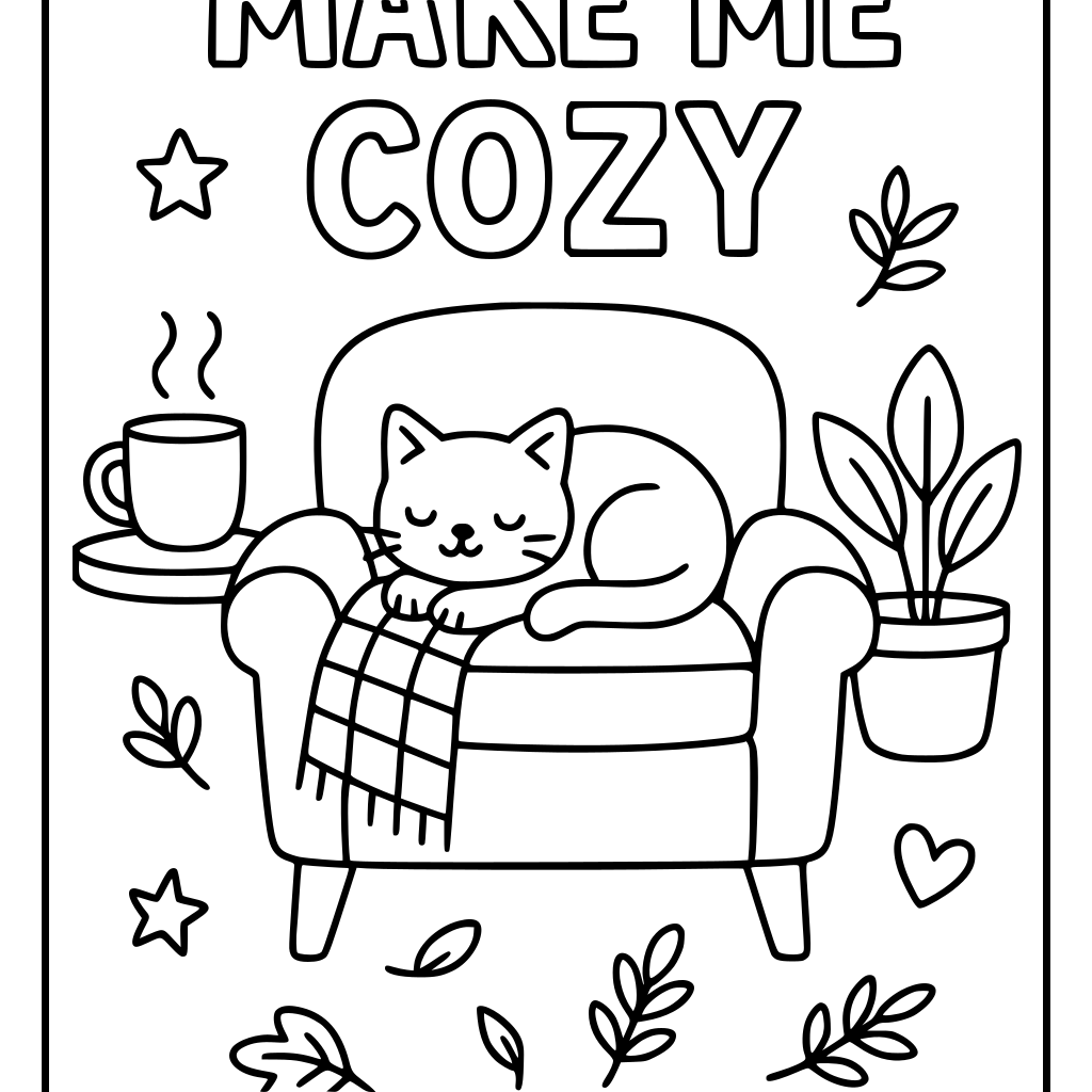 Make me cozy coloring book 10 pages