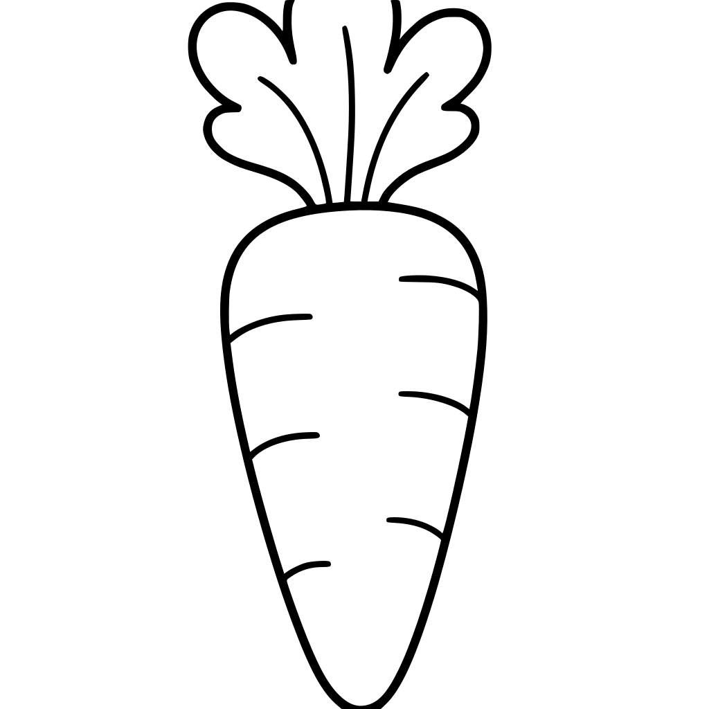 “Cute carrot coloring page for children ages 4–8, one large simple carrot with l