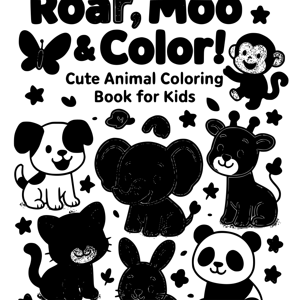 Create a colorful and adorable front cover for a preschool children's coloring b