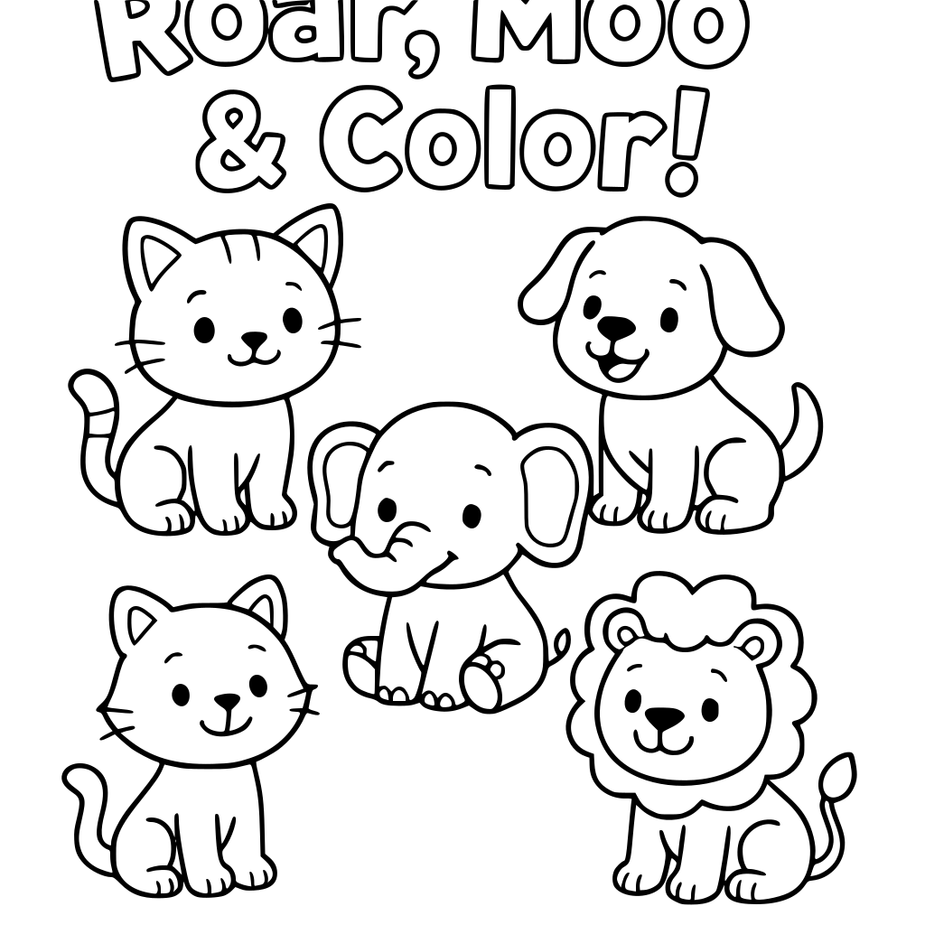 Create a cute and engaging printable coloring book for young children aged 3–6 y