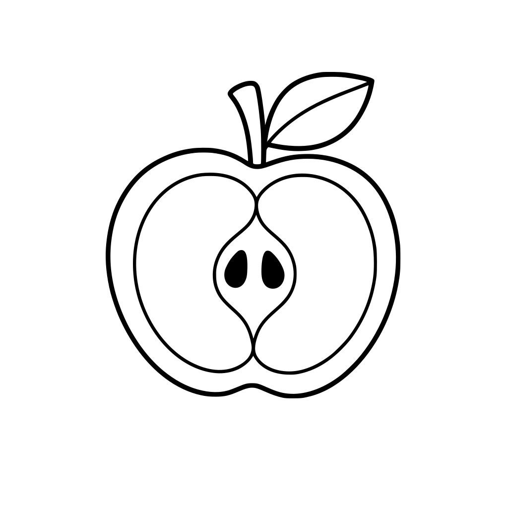 A cute apple cut crosswise and shown clearly from the inside, with its seeds, co